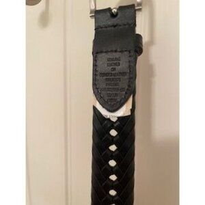 Braided‎ Genuine Leather Belt Woven Buckle Black SIZE 52